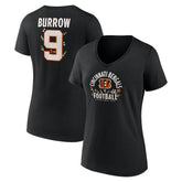Joe Burrow Cincinnati Bengals Women's Floral Name & Number V-Neck T-Shirt Black | NFL