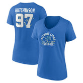 Aidan Hutchinson Detroit Lions Women's Floral Name & Number V-Neck T-Shirt Blue | NFL