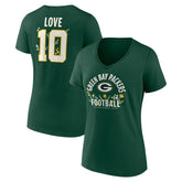 Jordan Love Green Bay Packers Women's Floral Name & Number V-Neck T-Shirt Green | NFL