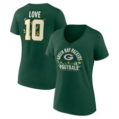 Jordan Love Green Bay Packers Women's Floral Name & Number V-Neck T-Shirt Green | NFL
