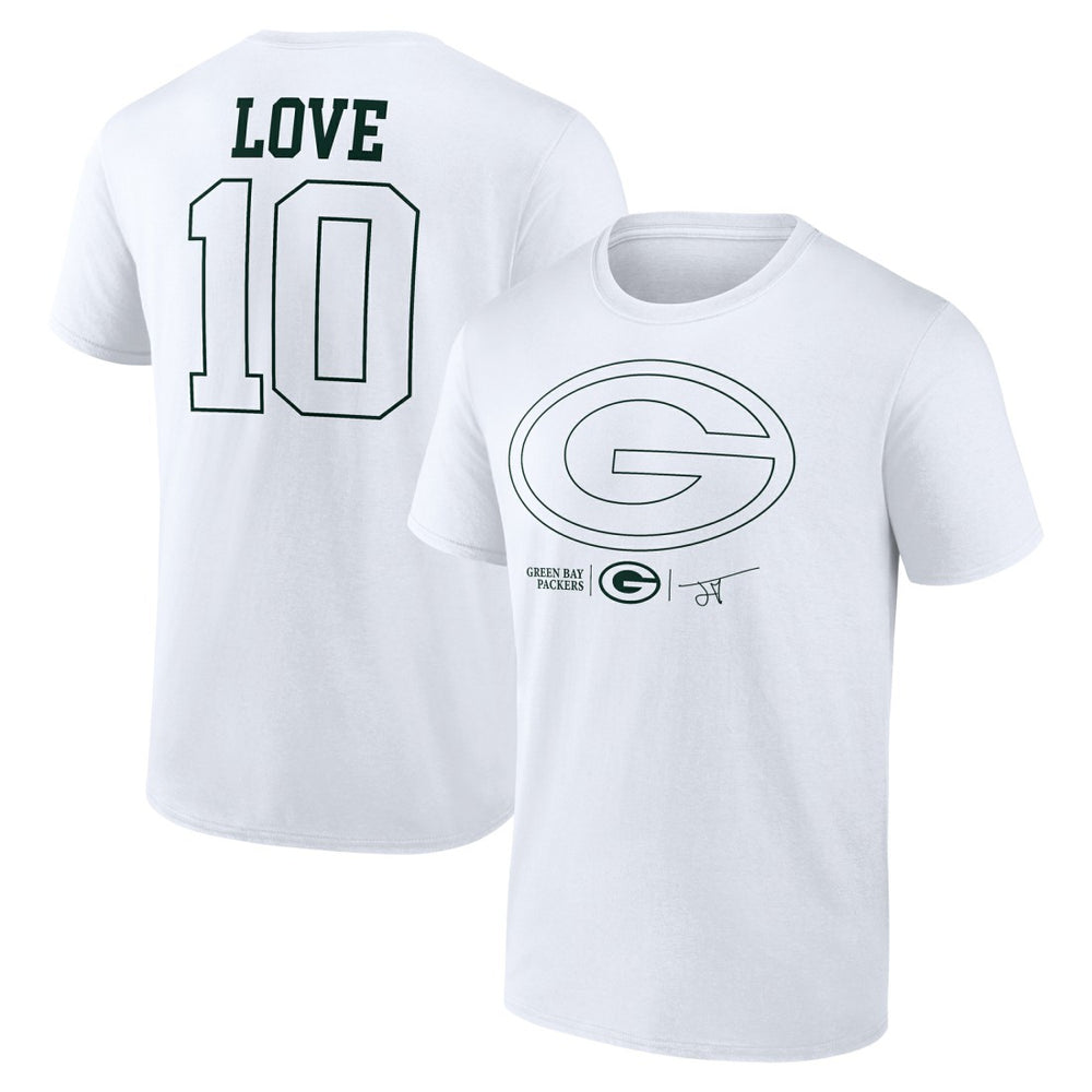Jordan Love Green Bay Packers Tonal Name & Number T-Shirt White | NFL