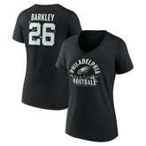 Saquon Barkley Philadelphia Eagles Women's Floral Name & Number V-Neck T-Shirt Black | NFL