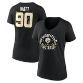 T.J. Watt Pittsburgh Steelers Women's Floral Name & Number V-Neck T-Shirt Black | NFL