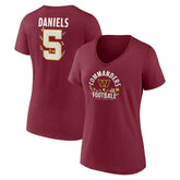 Jayden Daniels Washington Commanders Women's Floral Name & Number V-Neck T-Shirt Garnet | NFL