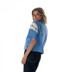 Los Angeles Chargers The Wild Collective Women's Charger Power Contrast Sleeve Insert T-Shirt Powder Blue | NFL