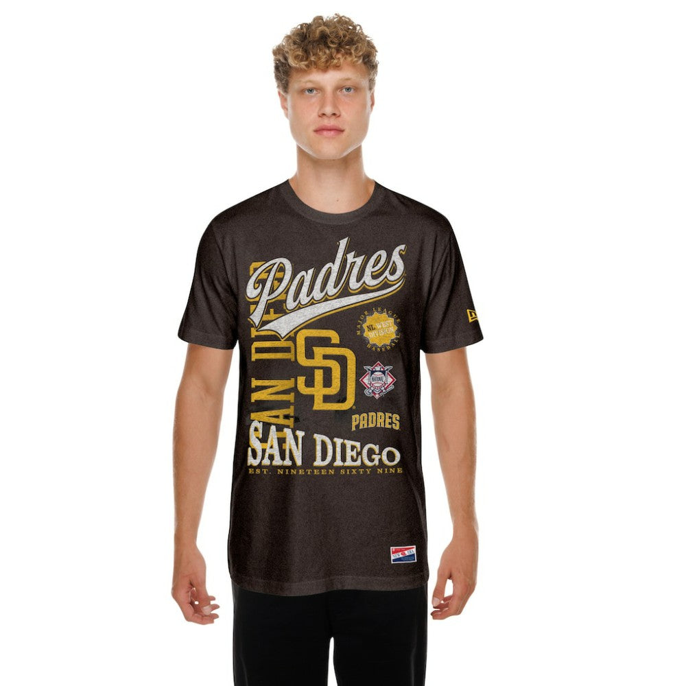 San Diego Padres New Era Oversized Throwback Distressed T-Shirt - MLB
