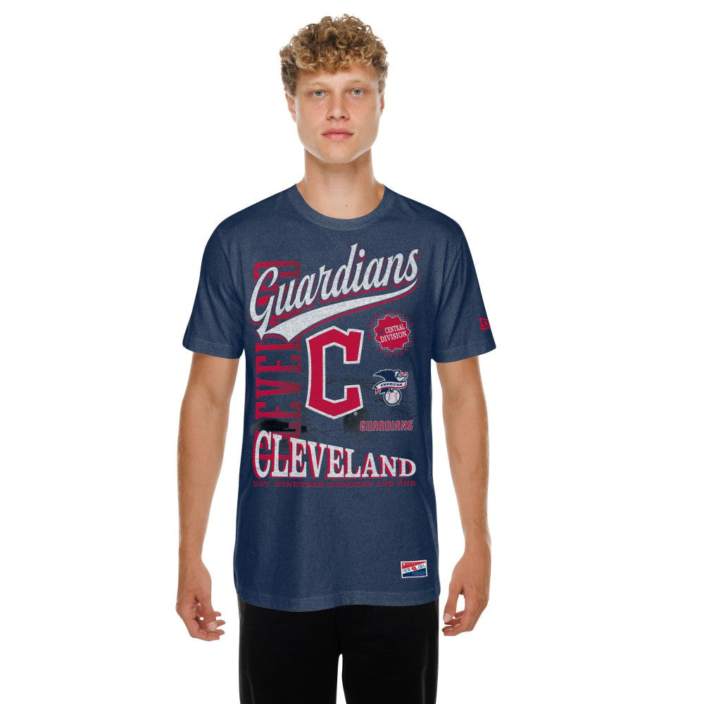 Cleveland Guardians New Era Oversized Throwback Distressed T-Shirt - MLB