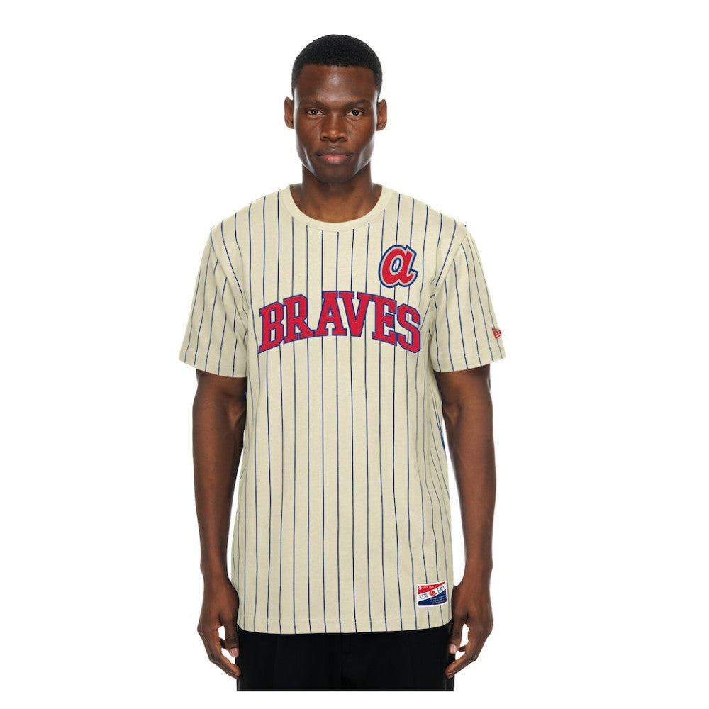 Atlanta Braves New Era Throwback Meshback Pinstripe T-Shirt - MLB