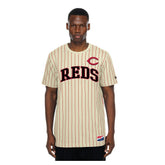 Cincinnati Reds New Era Throwback Meshback Pinstripe T-Shirt - MLB