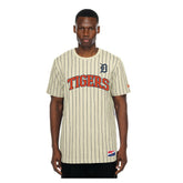 Detroit Tigers New Era Throwback Meshback Pinstripe T-Shirt - MLB