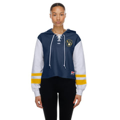 Milwaukee Brewers New Era Women's Boxy Lace-Up Hoodie - MLB