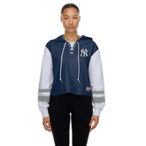 New York Yankees New Era Women's Boxy Lace-Up Hoodie - MLB