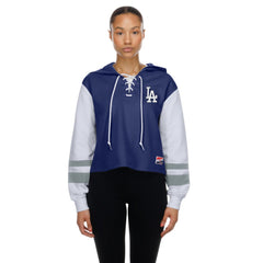 Los Angeles Dodgers New Era Women's Boxy Lace-Up Hoodie - MLB