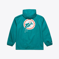Miami Dolphins Coaches Full-Snap Hooded Windbreaker Jacket Aqua | Mitchell & Ness