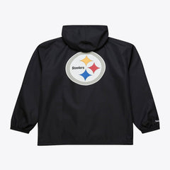 Pittsburgh Steelers Coaches Full-Snap Hooded Windbreaker Jacket Black | Mitchell & Ness