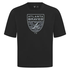 Atlanta Braves Levelwear Oversized Luxe Signature Knit Buckler T-Shirt - MLB