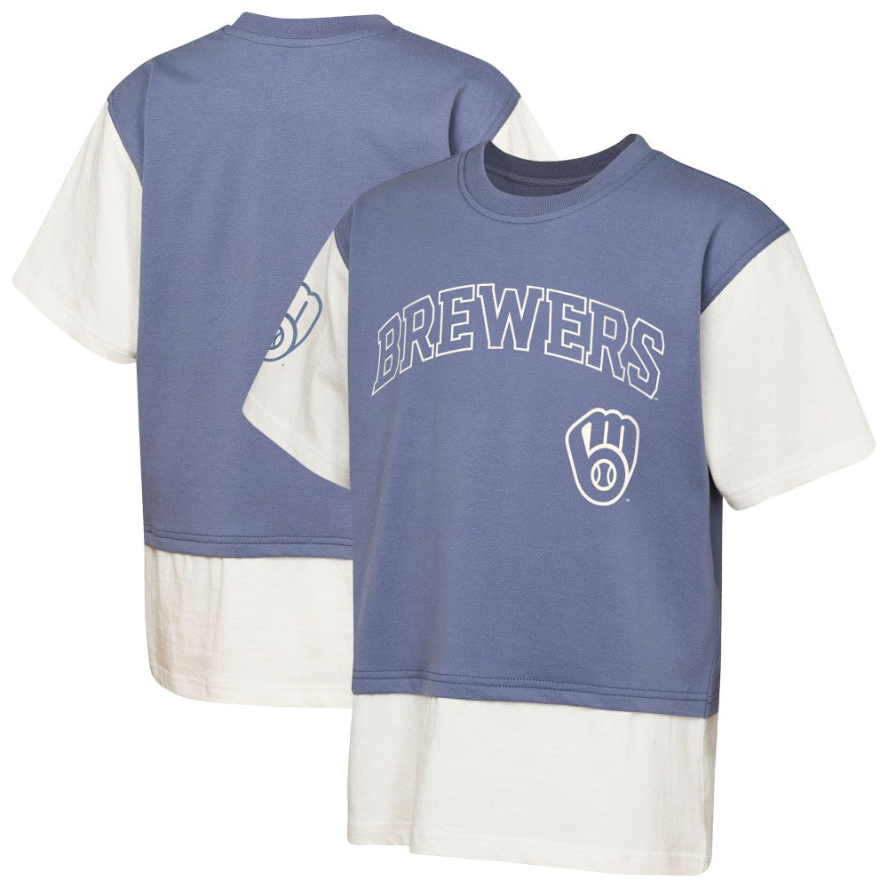 Milwaukee Brewers Outerstuff Youth Ultimate Pastels Premium Double Run T-Shirt - MLB