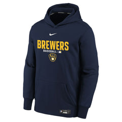 Milwaukee Brewers Nike Youth Authentic Collection Therma-FIT Hoodie - MLB