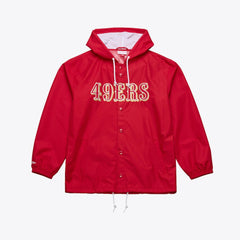 San Francisco 49ers Coaches Full-Snap Hooded Windbreaker Jacket Scarlet | Mitchell & Ness