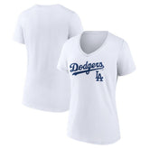 Los Angeles Dodgers Women's Team Lockup V-Neck T-Shirt - MLB