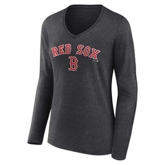 Boston Red Sox Women's Team Lockup Long Sleeve V-Neck T-Shirt - MLB