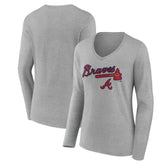 Atlanta Braves Women's Team Lockup Long Sleeve V-Neck T-Shirt - MLB