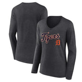 Detroit Tigers Women's Team Lockup Long Sleeve V-Neck T-Shirt - MLB