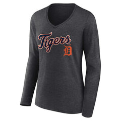 Detroit Tigers Women's Team Lockup Long Sleeve V-Neck T-Shirt - MLB