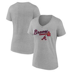 Atlanta Braves Women's Team Lockup V-Neck T-Shirt - MLB