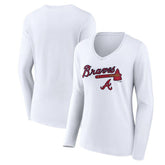 Atlanta Braves Women's Team Lockup Long Sleeve V-Neck T-Shirt - MLB