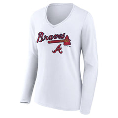 Atlanta Braves Women's Team Lockup Long Sleeve V-Neck T-Shirt - MLB