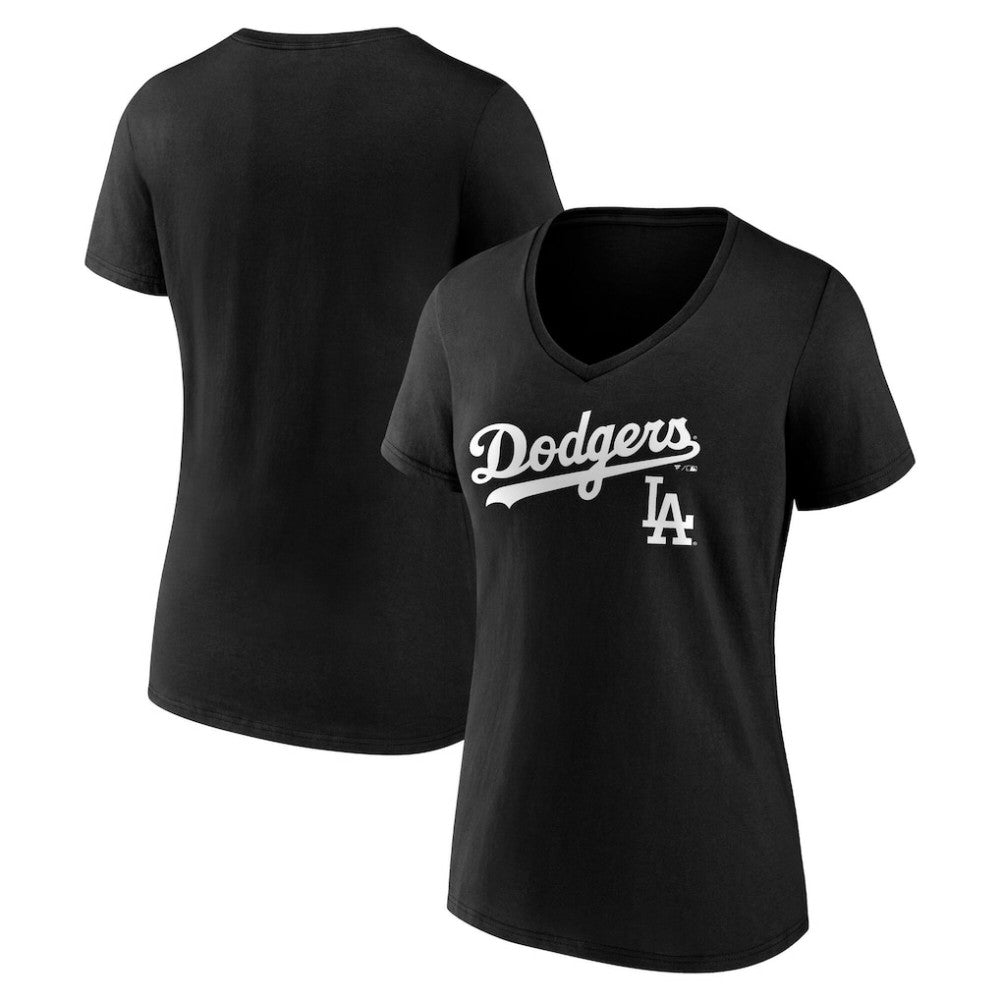 Los Angeles Dodgers Women's Team Lockup V-Neck T-Shirt - MLB