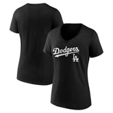 Los Angeles Dodgers Women's Team Lockup V-Neck T-Shirt - MLB