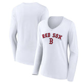Boston Red Sox Women's Team Lockup Long Sleeve V-Neck T-Shirt - MLB
