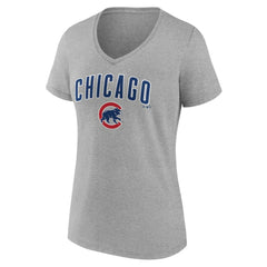 Chicago Cubs Women's Team Lockup V-Neck T-Shirt - MLB