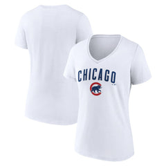 Chicago Cubs Women's Team Lockup V-Neck T-Shirt - MLB