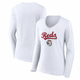 Cincinnati Reds Women's Team Lockup Long Sleeve V-Neck T-Shirt - MLB