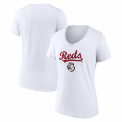 Cincinnati Reds Women's Team Lockup V-Neck T-Shirt - MLB