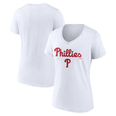 Philadelphia Phillies Women's Team Lockup V-Neck T-Shirt - MLB
