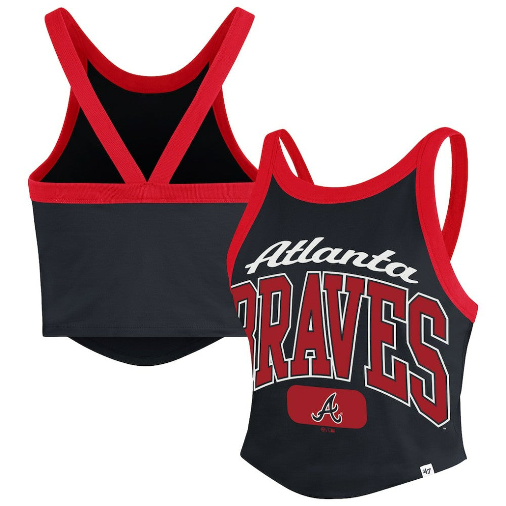 Atlanta Braves '47 Women's Trendy Team Rally Sporty Cropped Racerback Tank Top - MLB