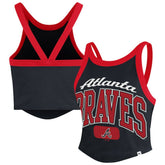 Atlanta Braves '47 Women's Trendy Team Rally Sporty Cropped Racerback Tank Top - MLB
