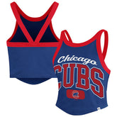 Chicago Cubs '47 Women's Trendy Team Rally Sporty Cropped Racerback Tank Top - MLB