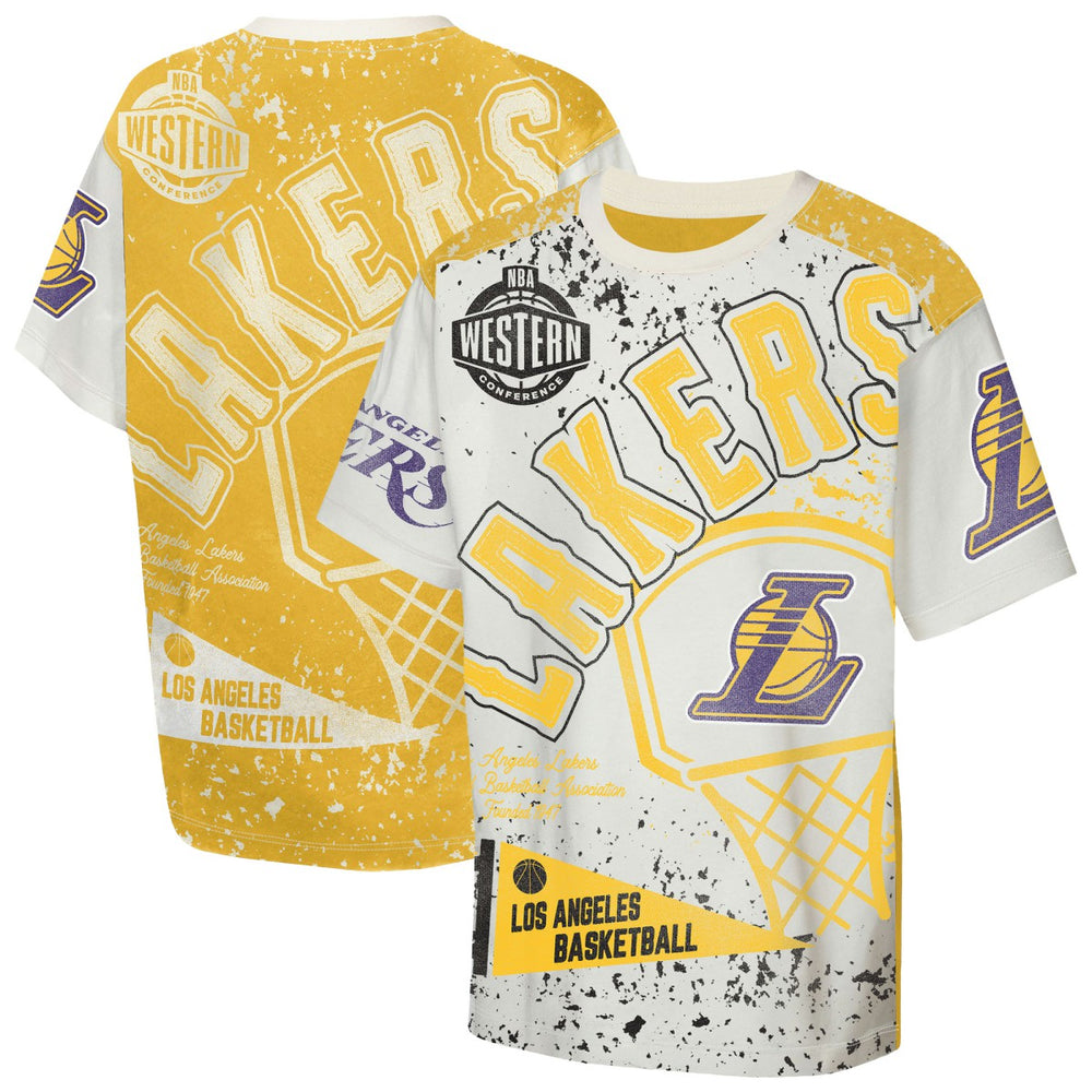 Los Angeles Lakers Outerstuff Youth Top Player All-Over-Print T-Shirt Cream - NBA