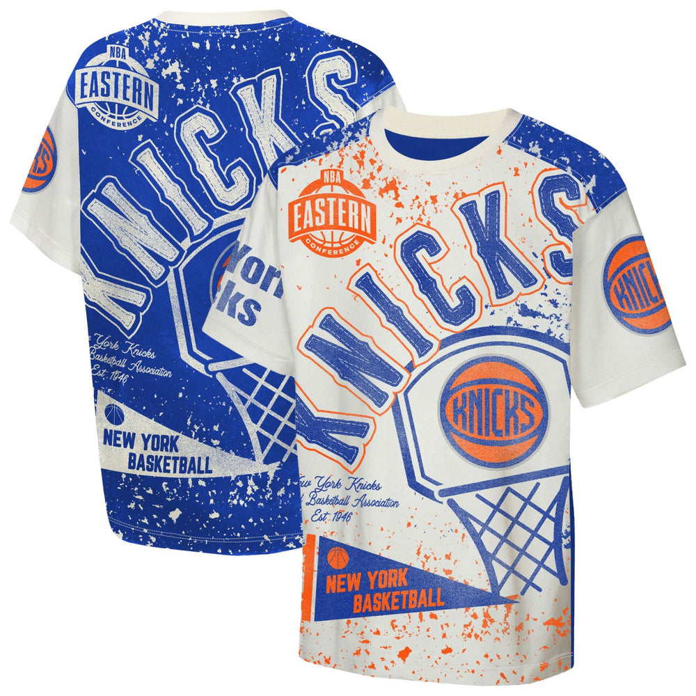 New York Knicks Outerstuff Youth Top Player All-Over-Print T-Shirt Cream - NBA
