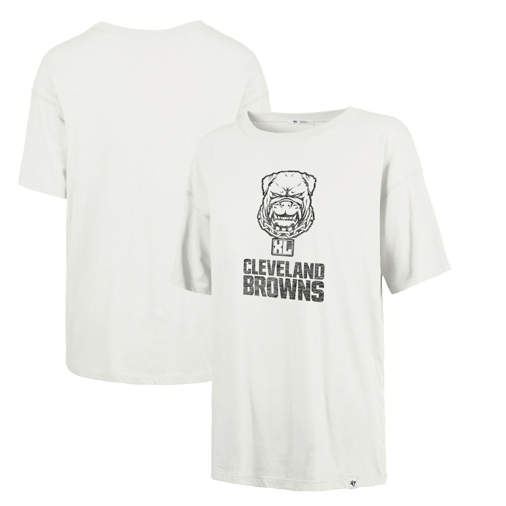 Cleveland Browns '47 Women's Dawg Pound XL Premier Sadie Oversized T-Shirt Cream | 47 brand