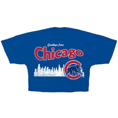 Chicago Cubs Fanatics Women's Skyline Cropped T-Shirt - MLB