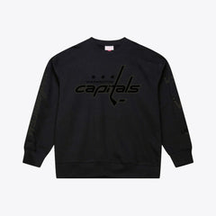Washington Capitals Mitchell & Ness Phantom Fleece Crew Neck Sweatshirt - Black - NHL