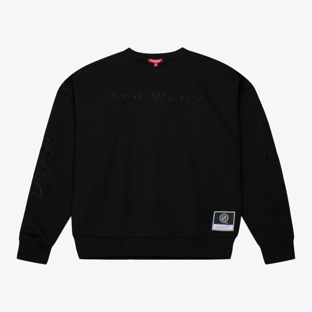 Detroit Red Wings Mitchell & Ness Unisex Phantom Fleece Crew Neck Sweatshirt - Black - NHL