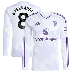 Bruno Fernandes Manchester United 2025/26 Away Replica Long Sleeve Player Jersey White | Adidas Online