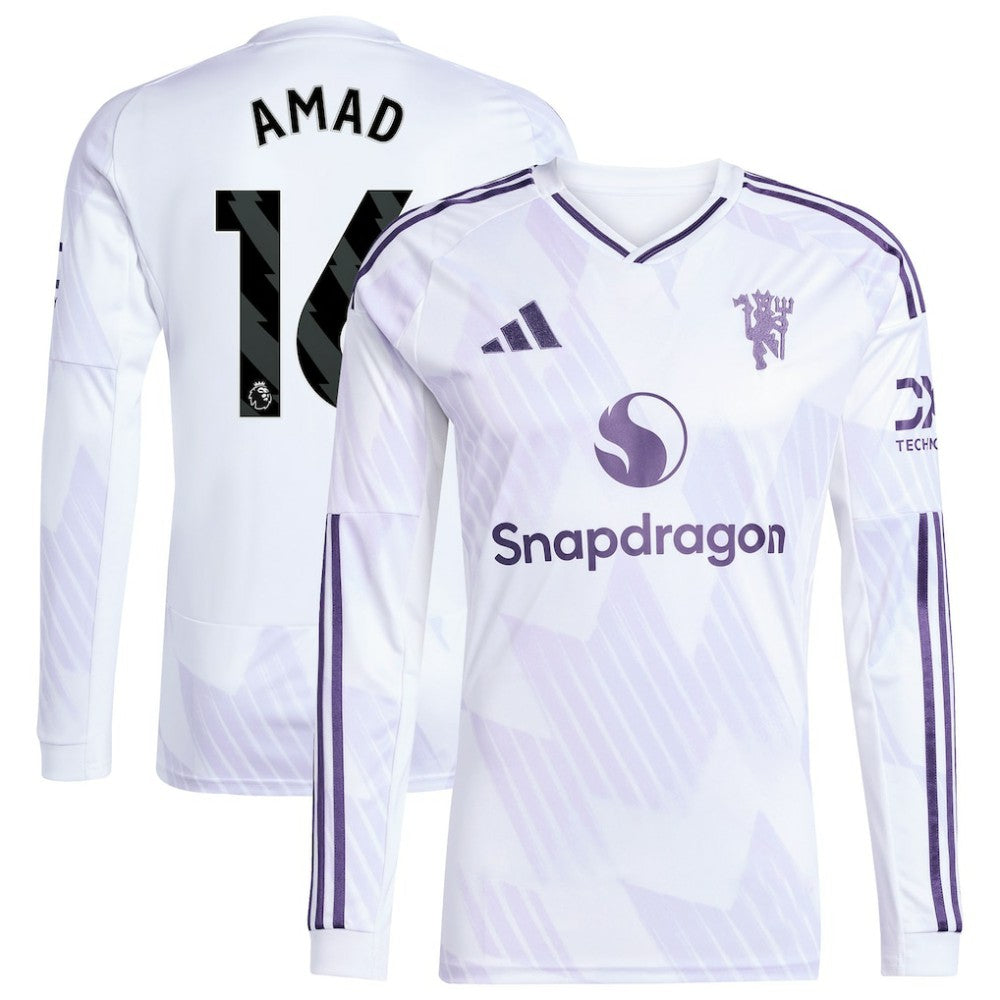 Amad Diallo Manchester United 2025/26 Away Replica Long Sleeve Player Jersey White | Adidas Sale